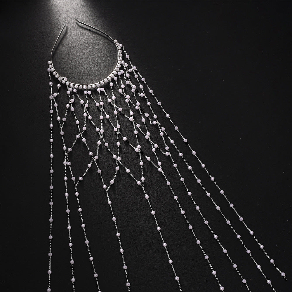 Luxury Pearl Chain Headpiece for Women – Statement Hair Jewelry | Elegant Bridal