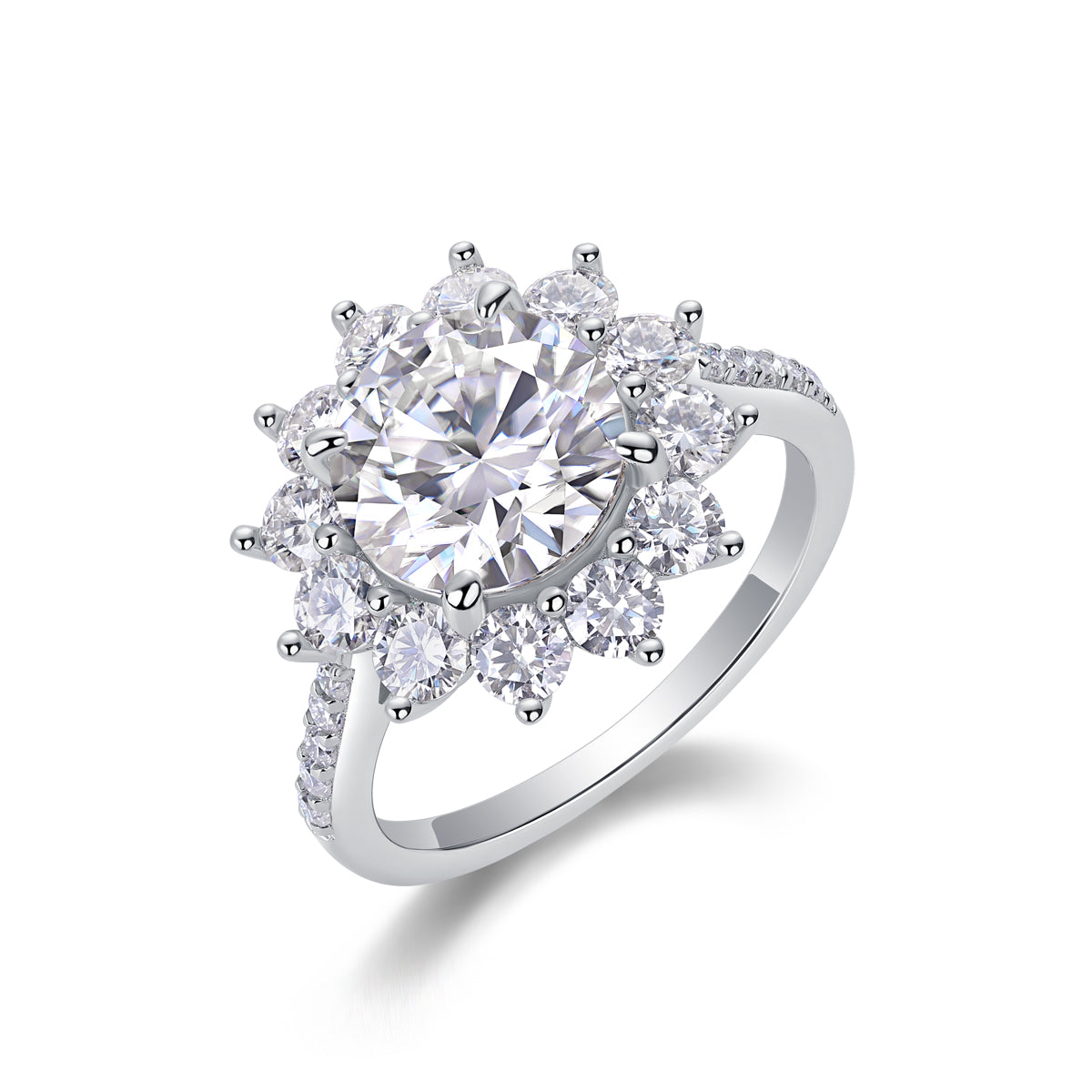 Luxury Halo Engagement Ring for Women – Brilliant Cut Crystal Statement Ring | Elegant Wedding Jewelry