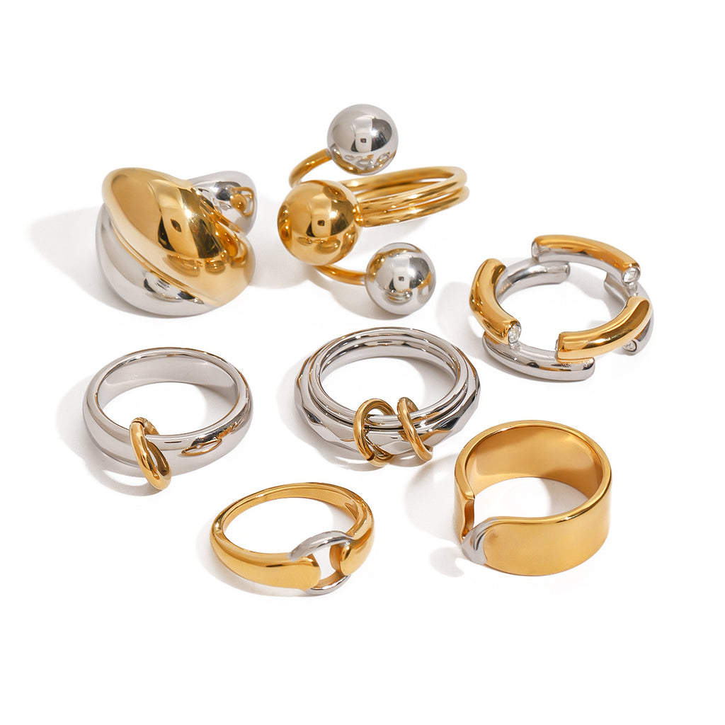 Gold & Silver Stackable Rings Set – Luxury Minimal Statement Jewelry | Luvia Global