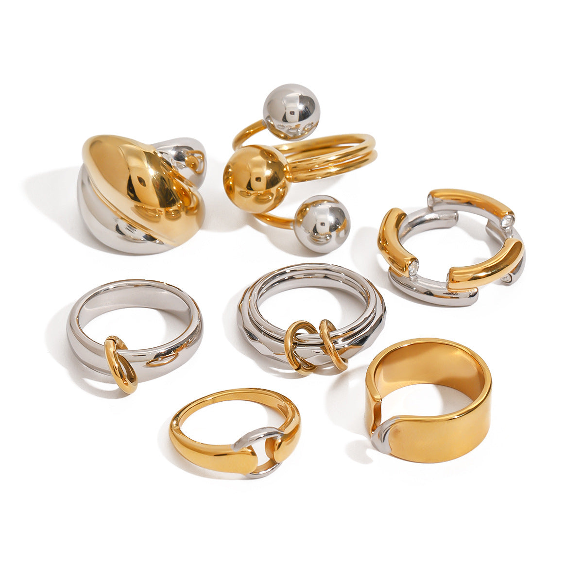Gold & Silver Stackable Rings Set – Luxury Minimal Statement Jewelry | Luvia Global