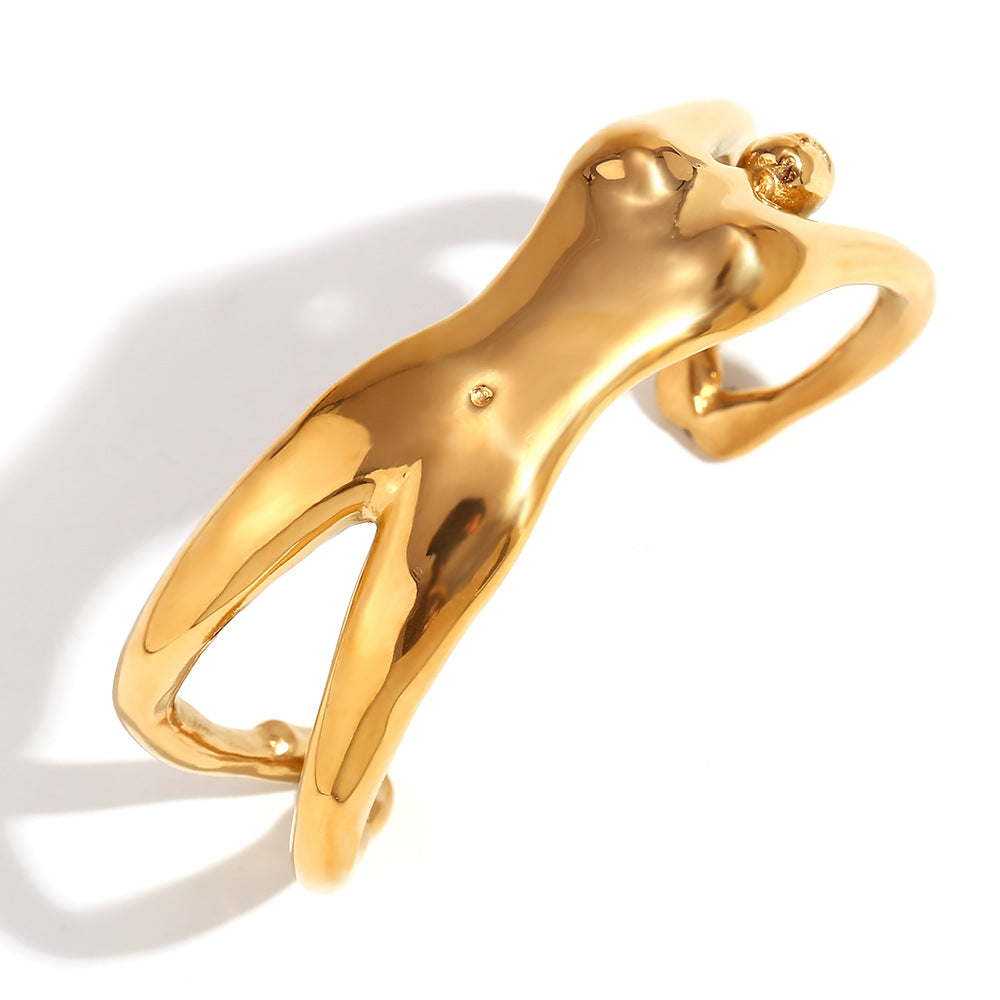 Sculptural Cuff Bracelet | Gold-Tone Statement | Luvia