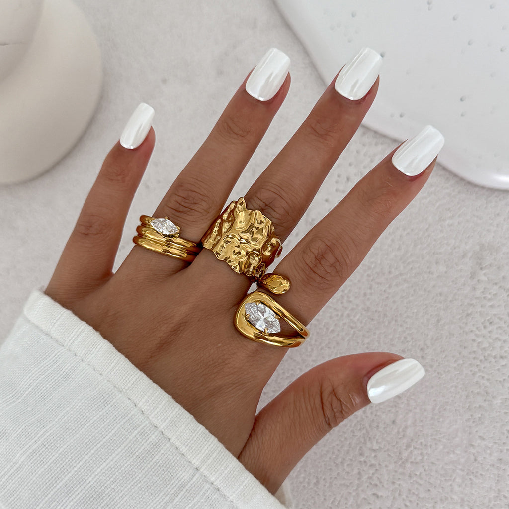 Luxury Gold Statement Rings Set for Women – Bold Elegant Designer Rings
