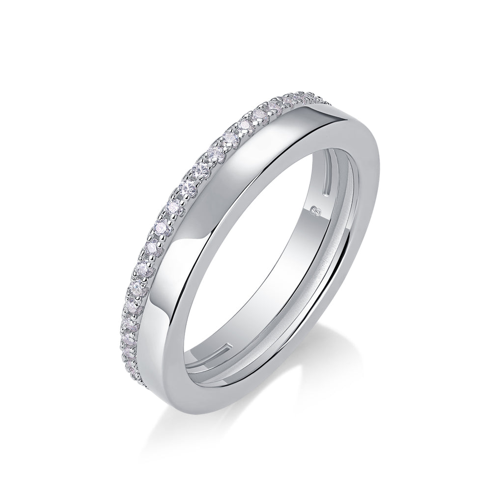 925 Sterling Silver Pave Band Ring for Women – Minimalist Diamond Look Stackable Ring | Elegant Everyday Jewelry