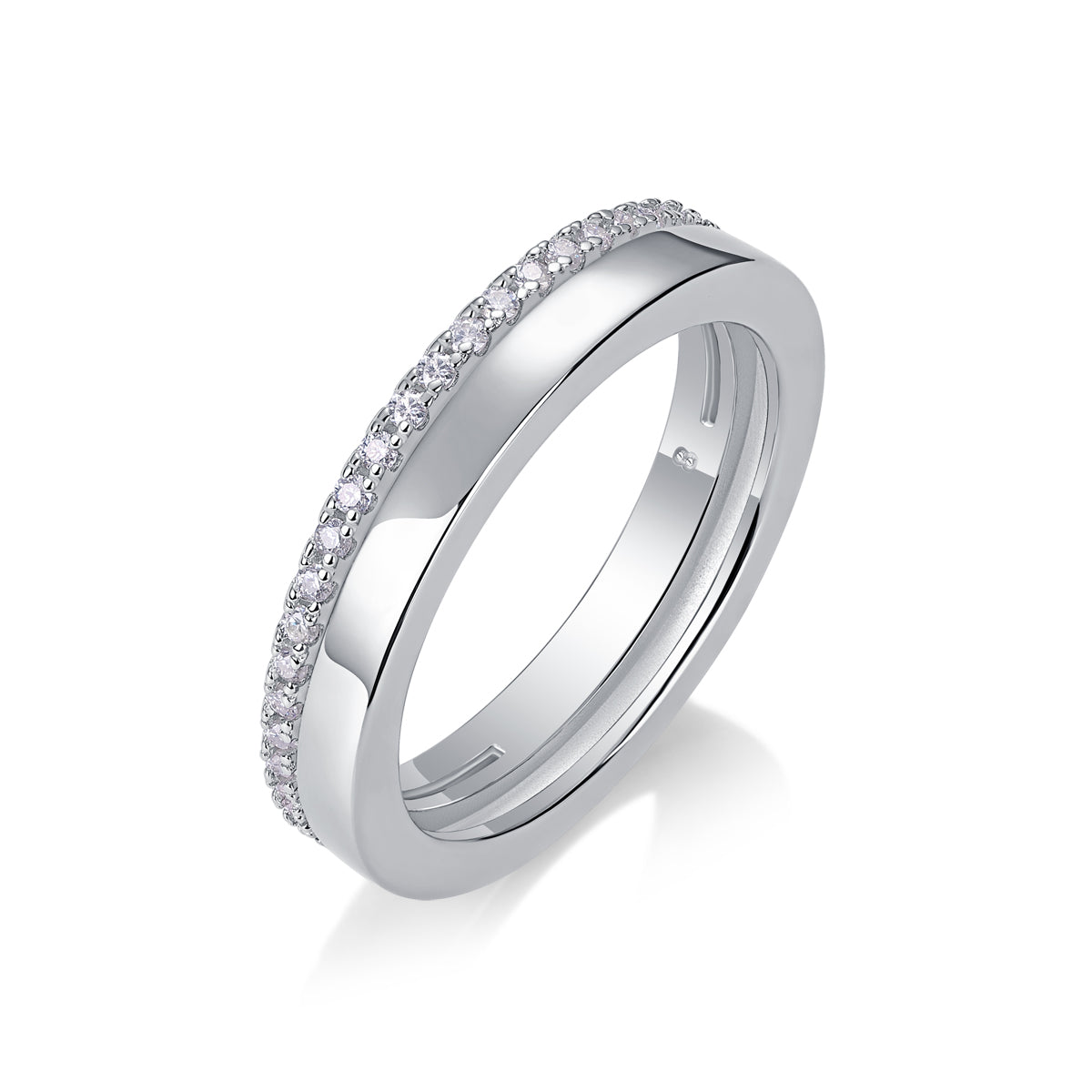 925 Sterling Silver Pave Band Ring for Women – Minimalist Diamond Look Stackable Ring | Elegant Everyday Jewelry