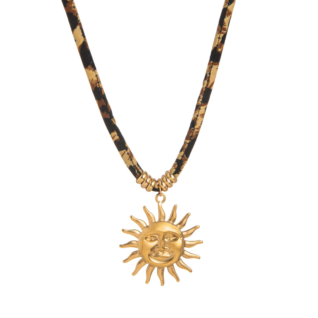 Geometric Pendant Rope Necklace | Leopard Print Statement | Luvia