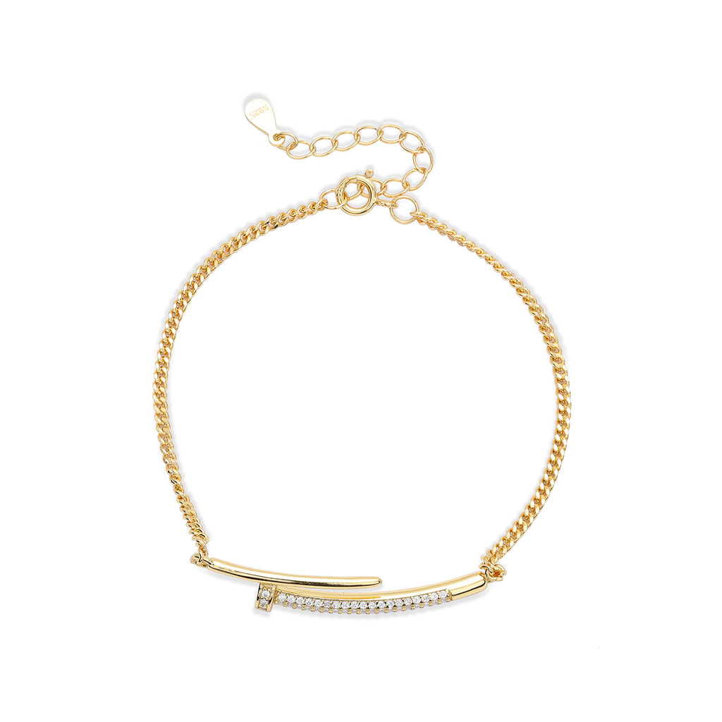 Zircon Rivet Silver Bracelet