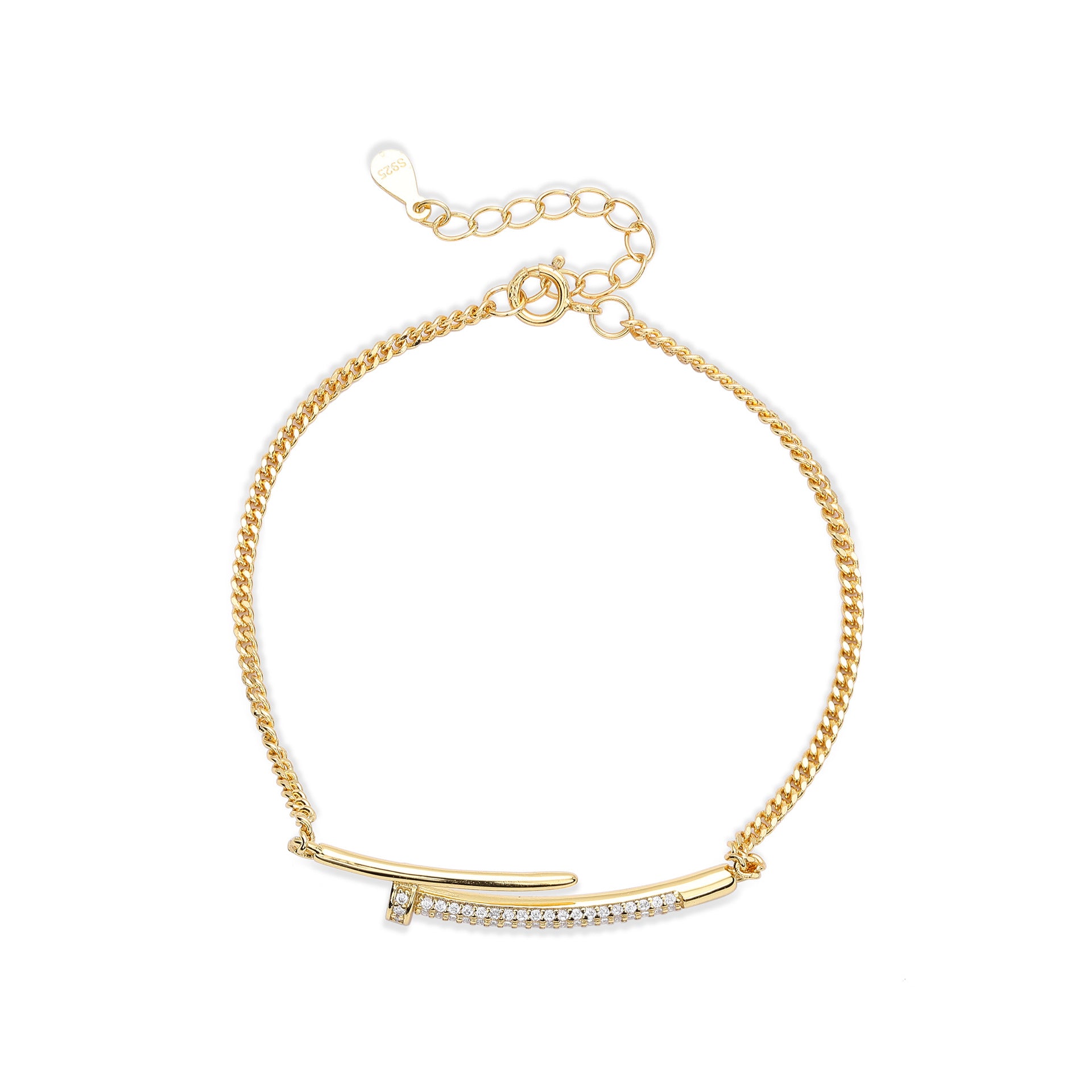 Zircon Rivet Silver Bracelet