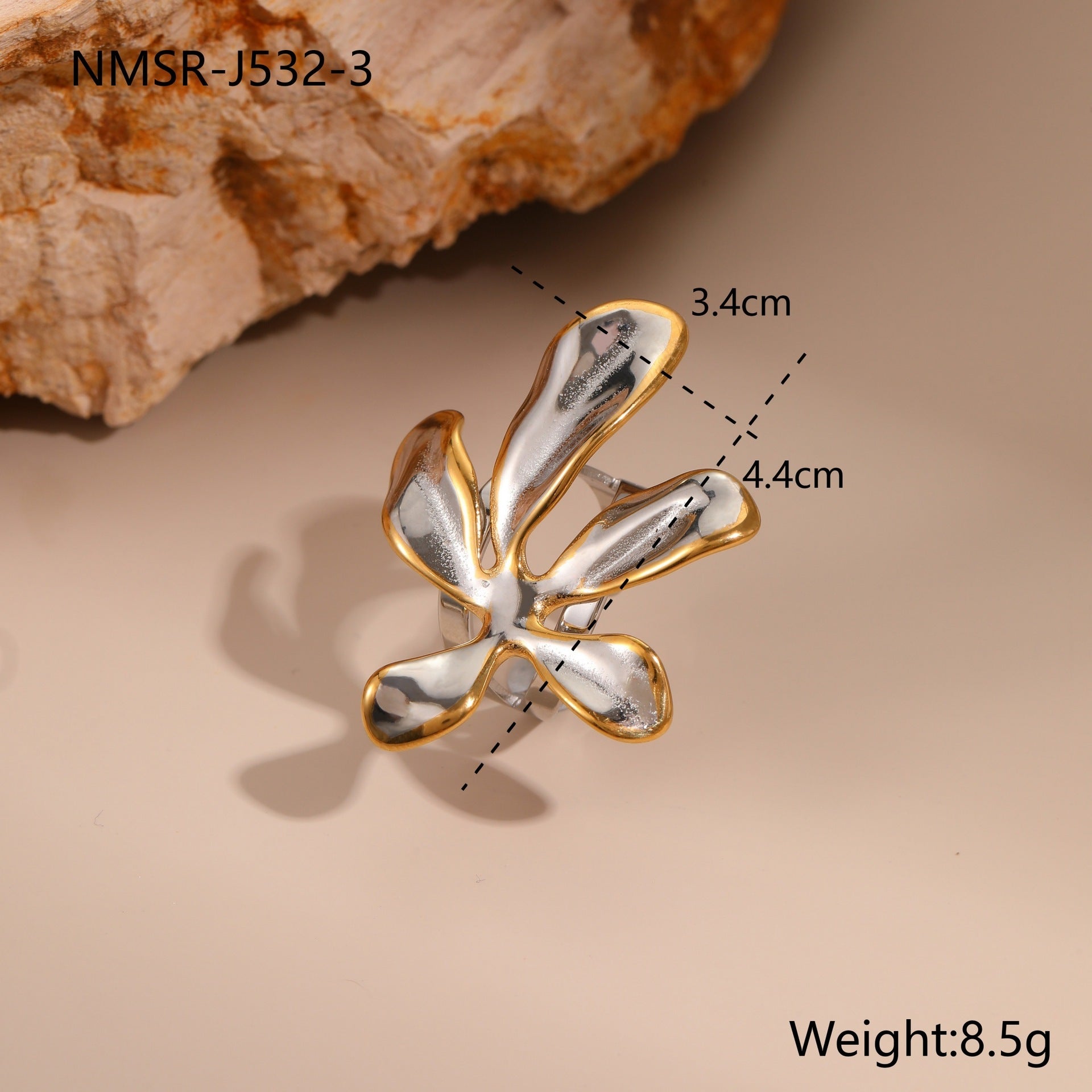 Elegant Gold Flower Jewelry Set – Statement Earrings, Necklace & Ring