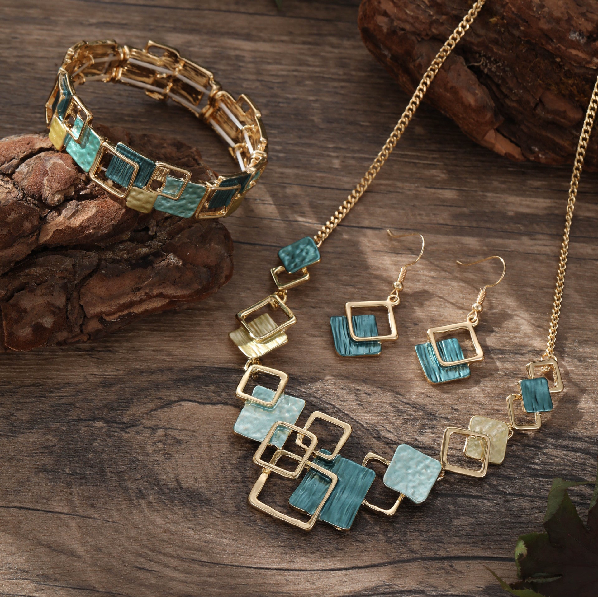 Geometric Enamel Jewelry Set | Colorful Statement