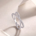 925 Sterling Silver Crossover Ring for Women – Minimalist Diamond Look Elegant Band | Luxury Everyday Jewelry
