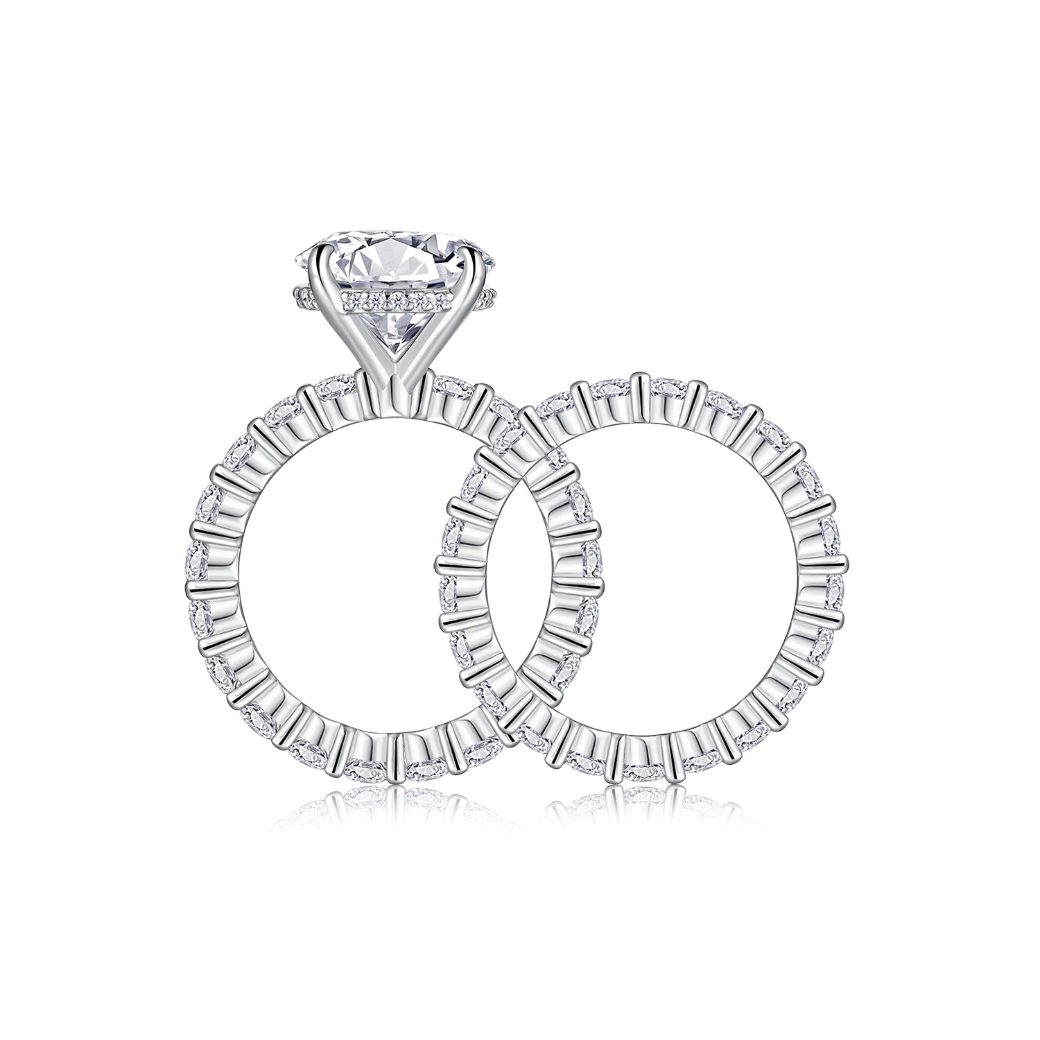 &nbsp;  925 Sterling Silver Bridal Ring Set for Women – Solitaire Engagement Ring &amp; Eternity Band | Luxury Wedding Jewelry