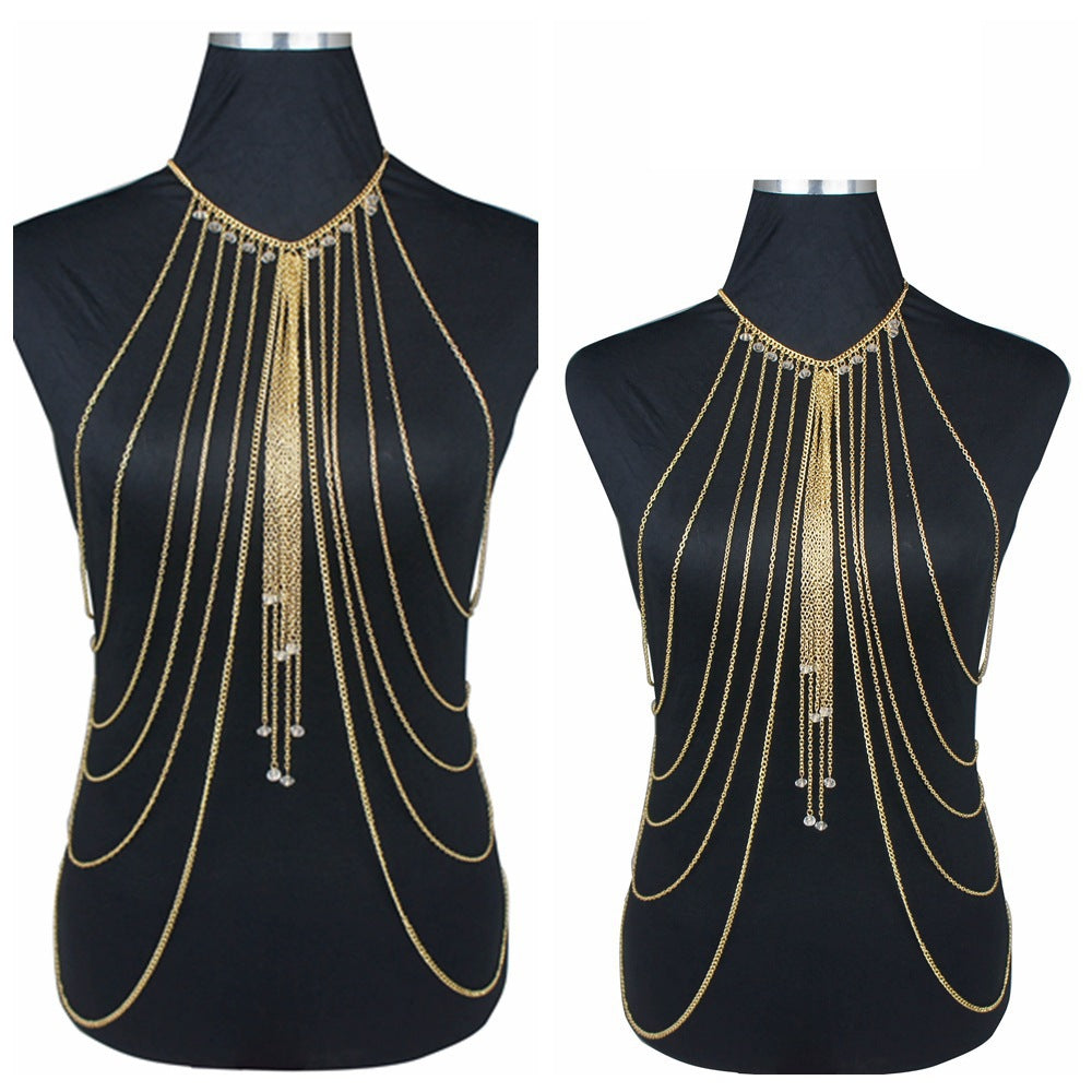 Crystal Multi-Layer Tassel Body Chain | Luxe Drama