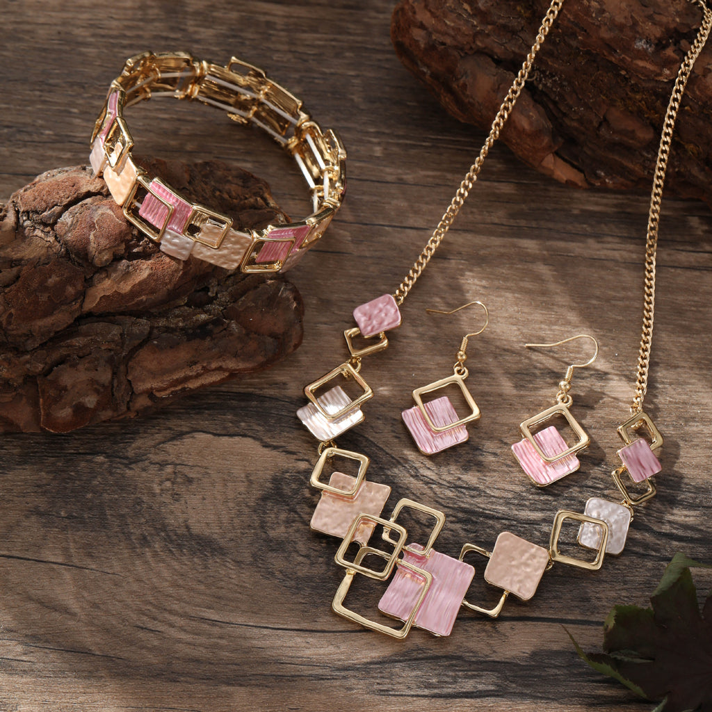 Geometric Enamel Jewelry Set | Colorful Statement