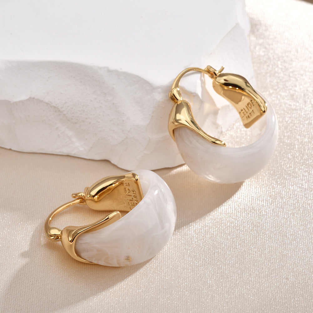 Mocha Minimalist | Resin Hoop Earrings