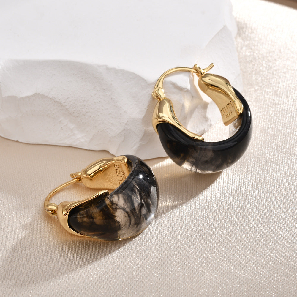 Mocha Minimalist | Resin Hoop Earrings