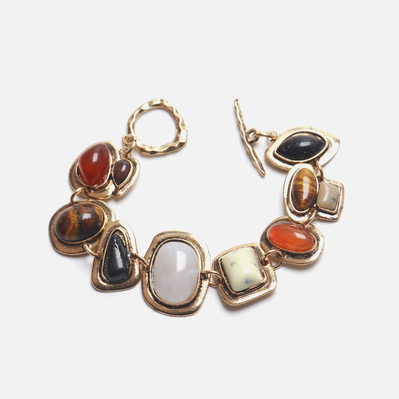 Multi-Stone Gold Bracelet Bohemian Style