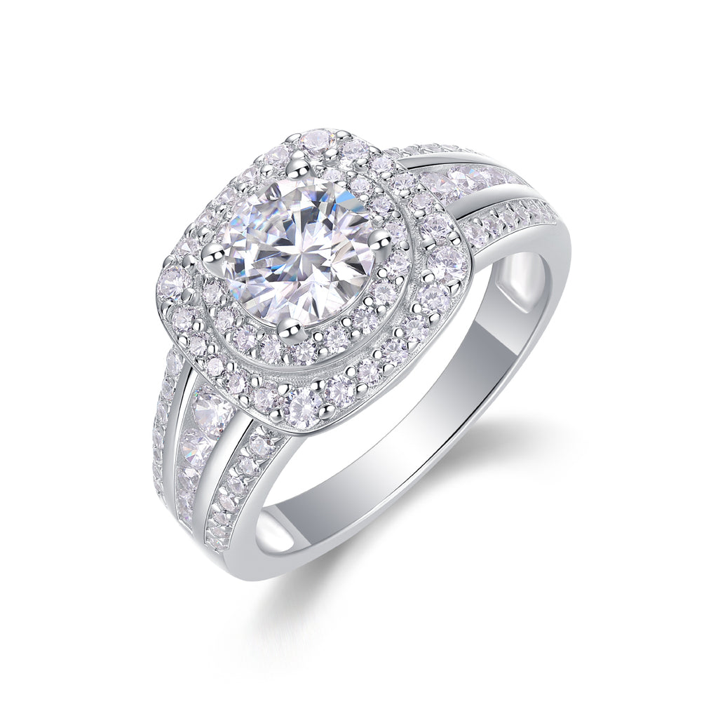 925 Sterling Silver Double Halo Engagement Ring for Women – Cushion Cut Luxury Statement Ring | Elegant Bridal Jewelry
