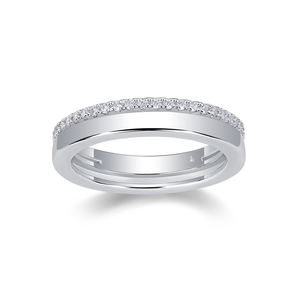 925 Sterling Silver Pave Band Ring for Women – Minimalist Diamond Look Stackable Ring | Elegant Everyday Jewelry