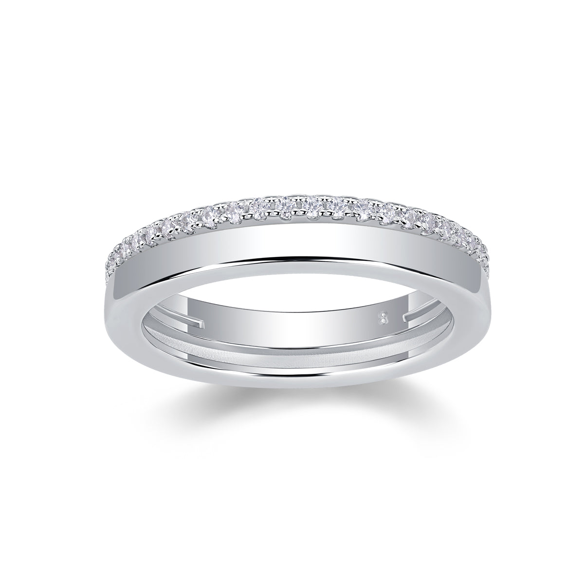 925 Sterling Silver Pave Band Ring for Women – Minimalist Diamond Look Stackable Ring | Elegant Everyday Jewelry