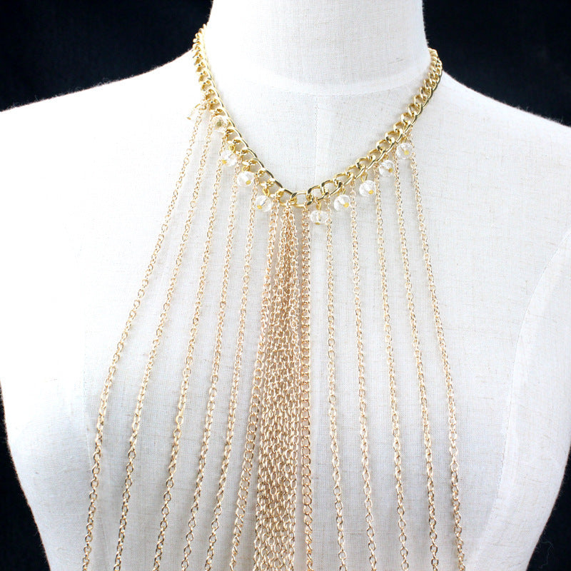 Crystal Multi-Layer Tassel Body Chain | Luxe Drama