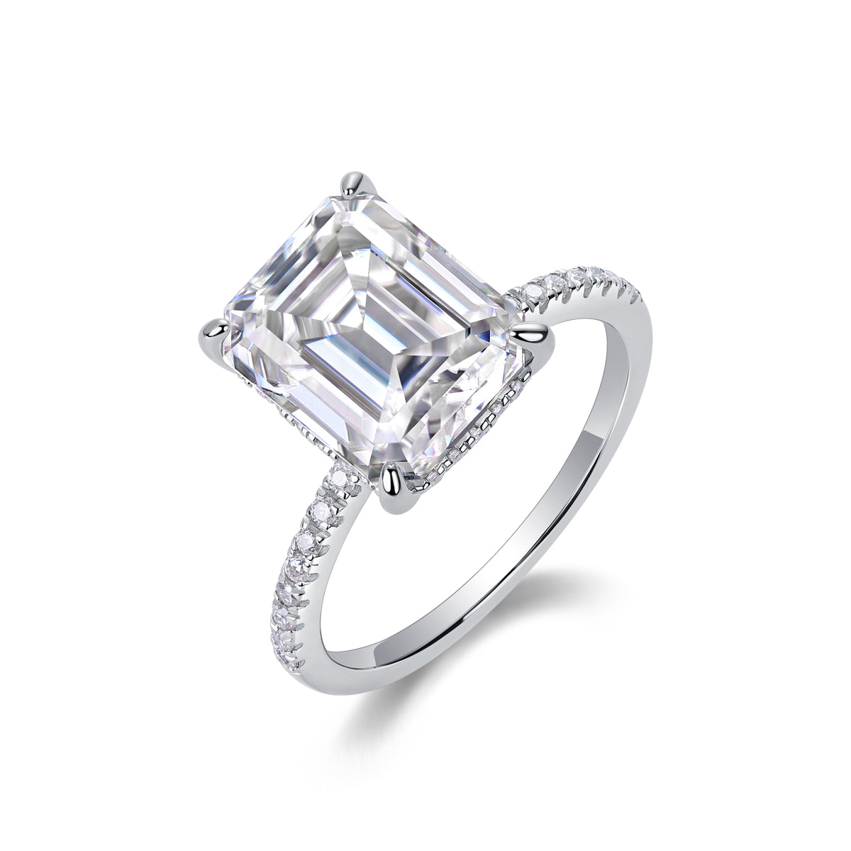 925 Sterling Silver Emerald Cut Engagement Ring for Women – Large Statement Diamond Look Ring | Luxury Bridal Jewelry