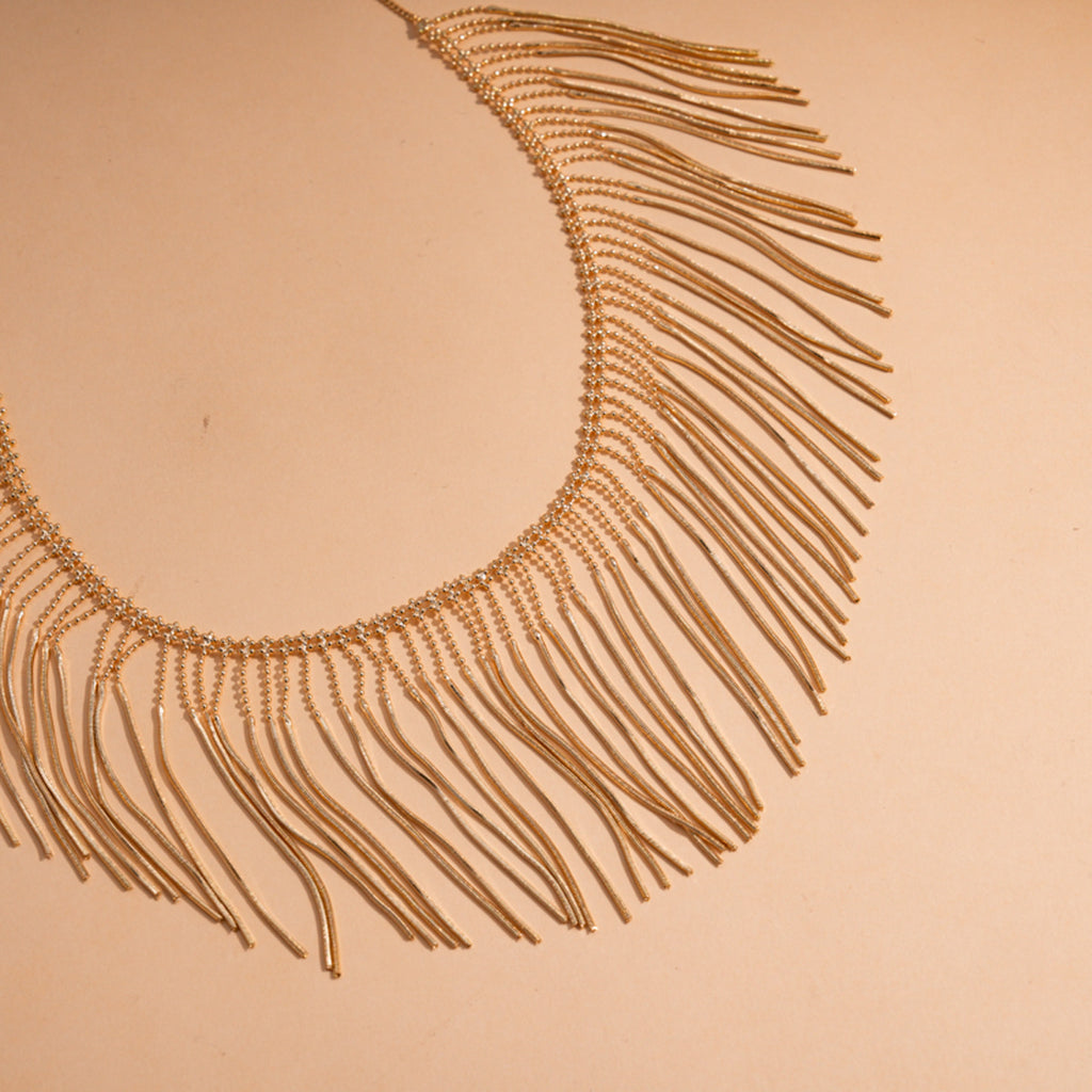 Boho Fringe Necklace – Statement Gold & Silver Layered Jewelry for Summer