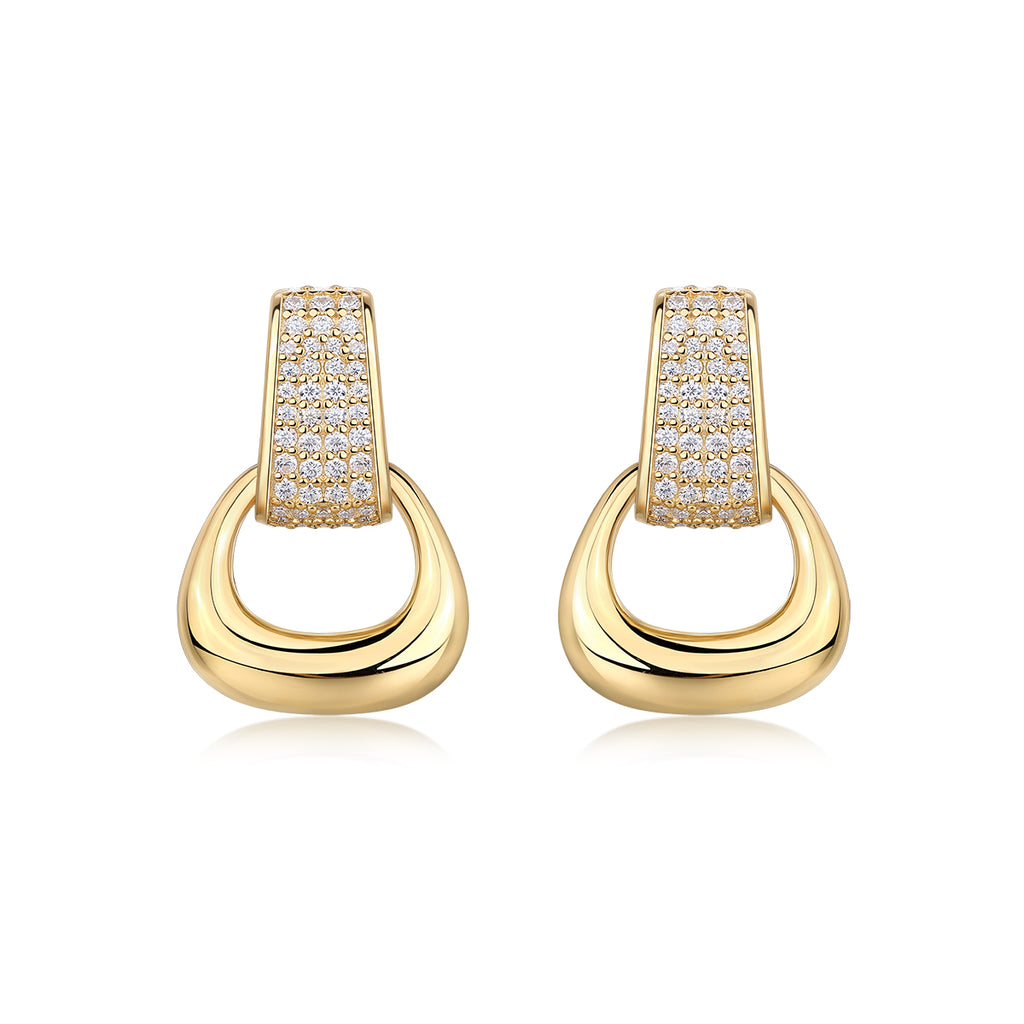Moissanite Doorknocker Earrings – 18K Gold Plated S925 Silver | GRA Certified