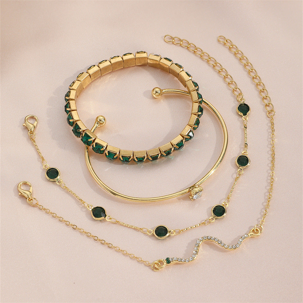 Emerald Gold Bracelet Stack – Elegant Minimal Luxury Jewelry for Women