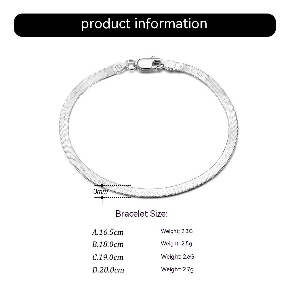 Flat Snake Chain Bracelet | S925 Sterling Silver | Luvia
