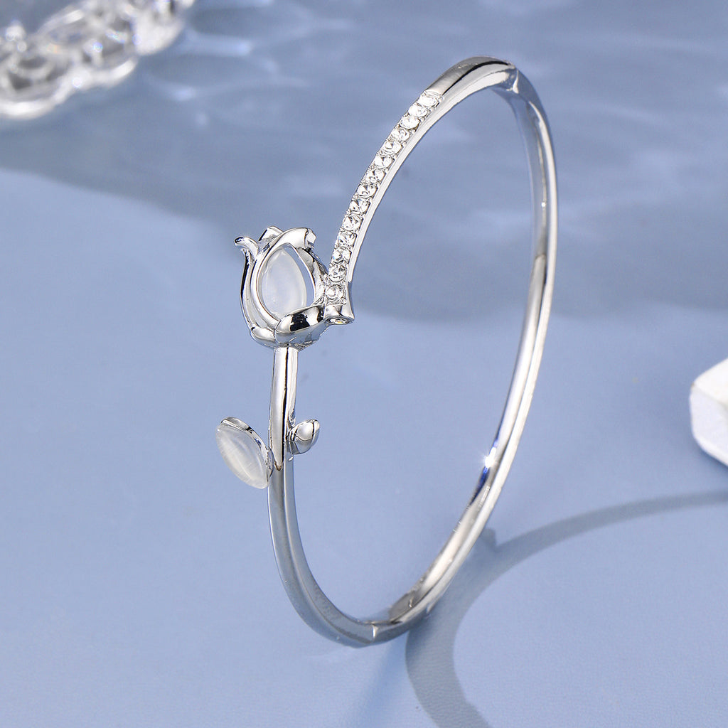 Opal Tulip Bracelet | Rose & Flower Gold Silver Jewelry