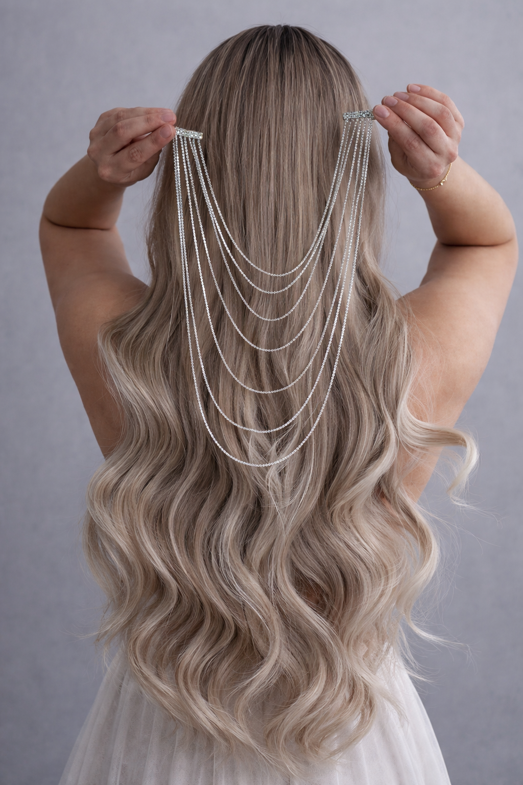 Luxury Crystal Fringe Hair Clip for Women – Silver Statement Hair Accessory | Elegant Rhinestone Chain Barrette