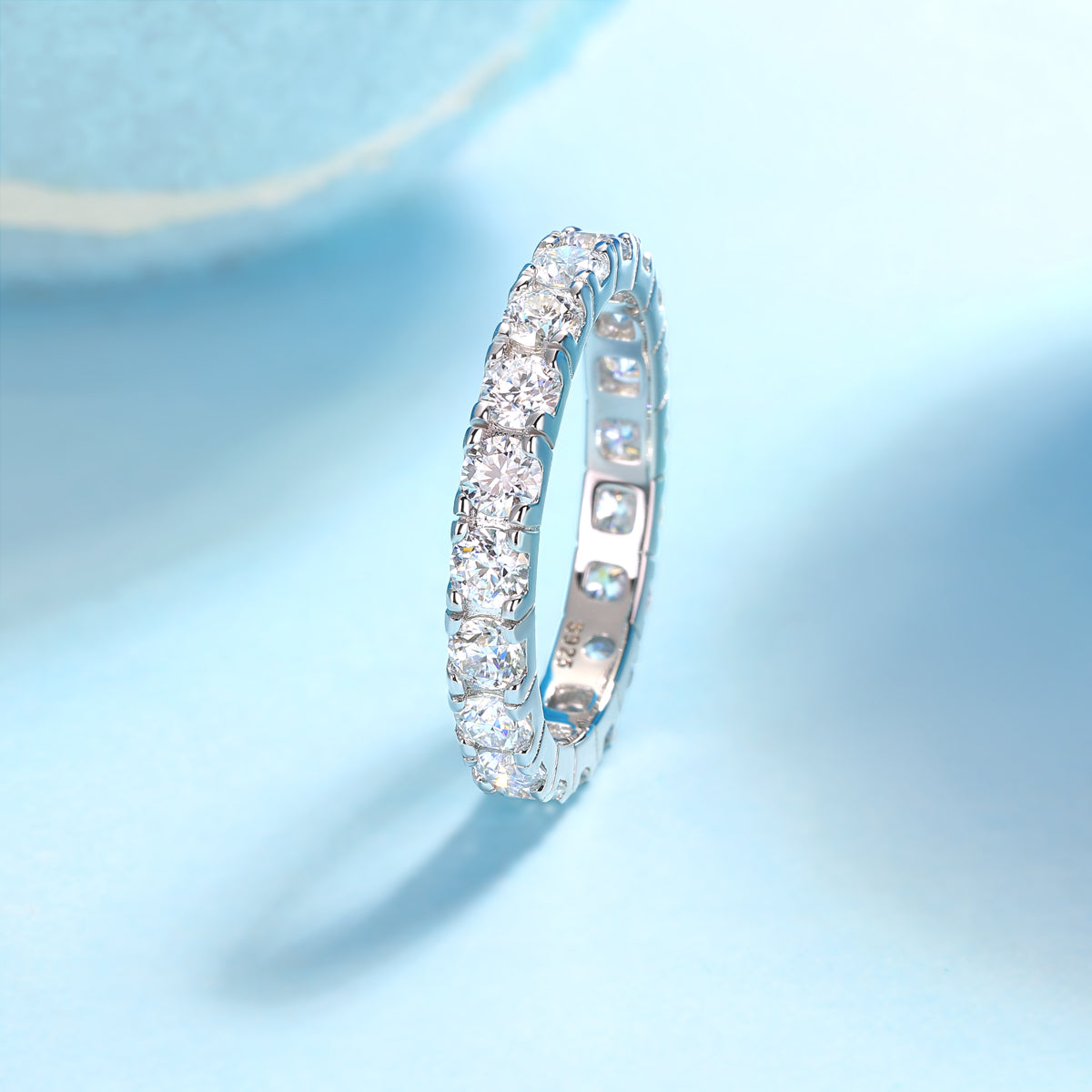 925 Sterling Silver Eternity Ring for Women – Full Round Cut Band Ring | Luxury Stackable Wedding Jewelry
