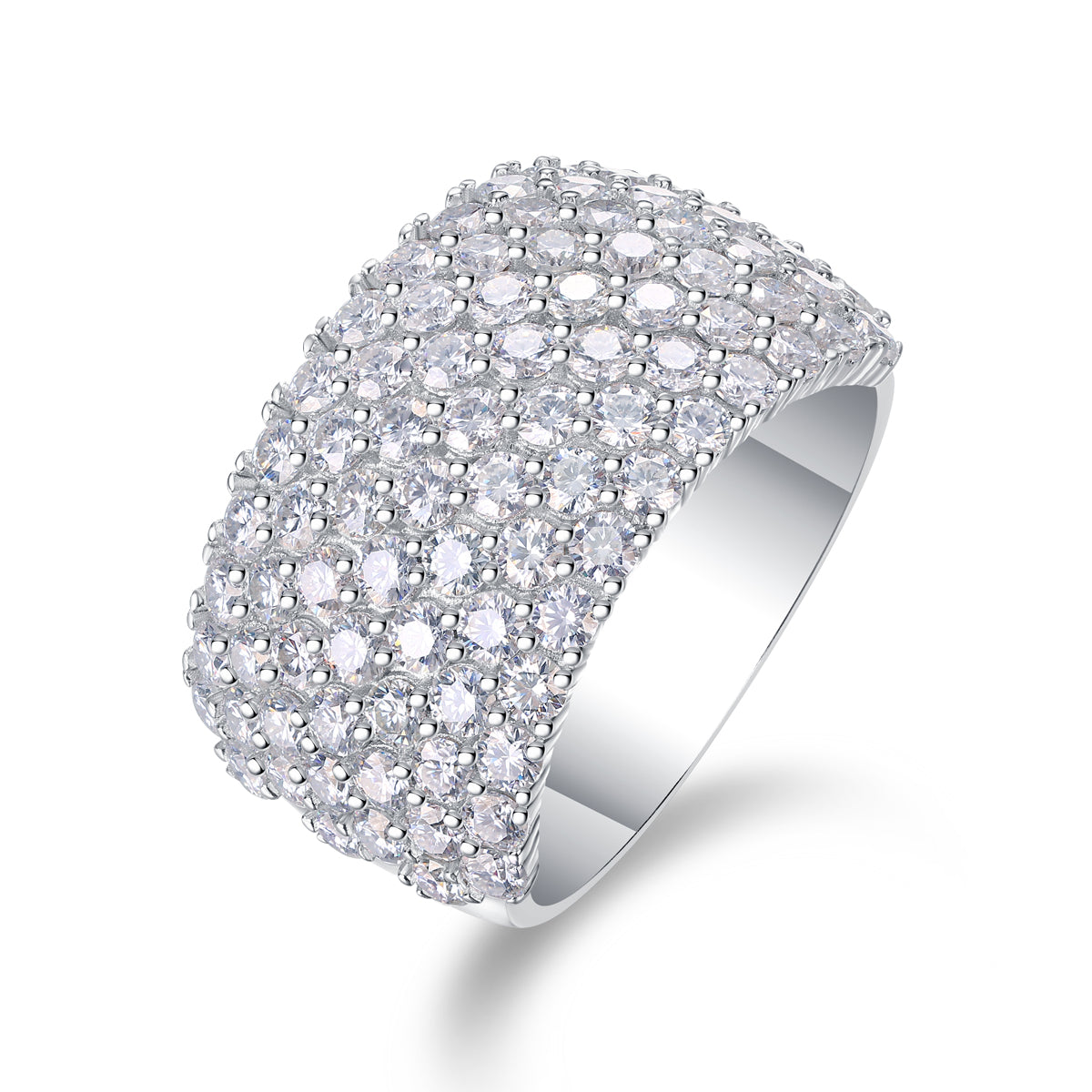 25 Sterling Silver Pavé Dome Ring for Women – Wide Band Sparkle Design | Luxury Statement Ring