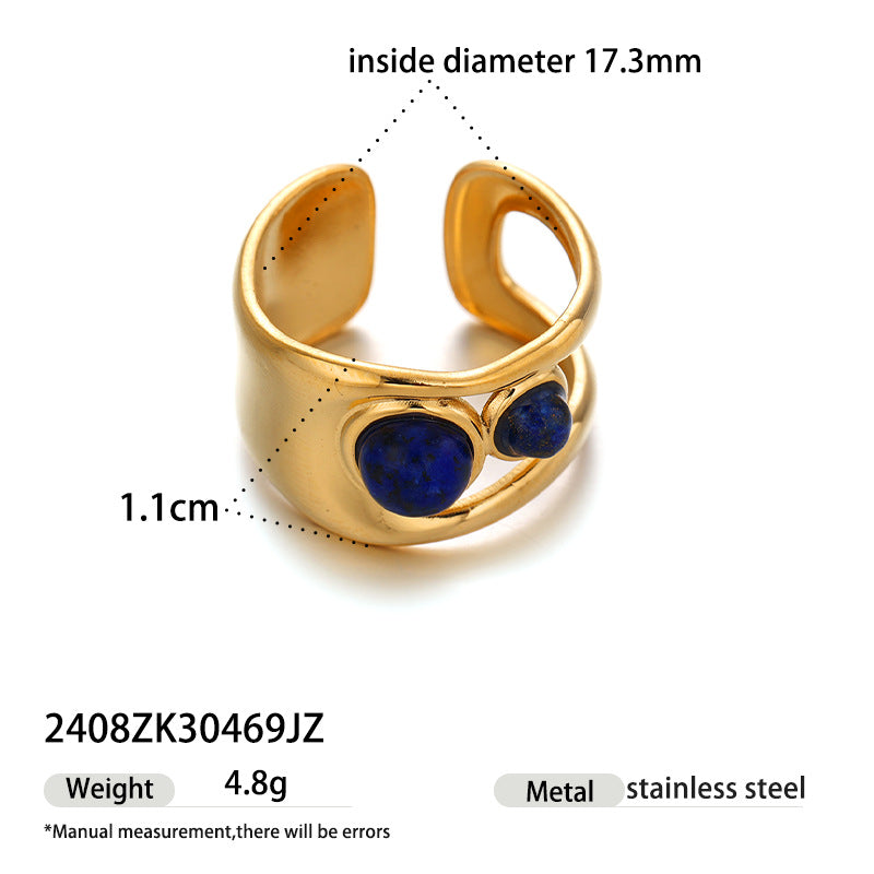 Luxury Gold Statement Rings Set – Lapis Lazuli & Mother of Pearl Jewelry | Luvia