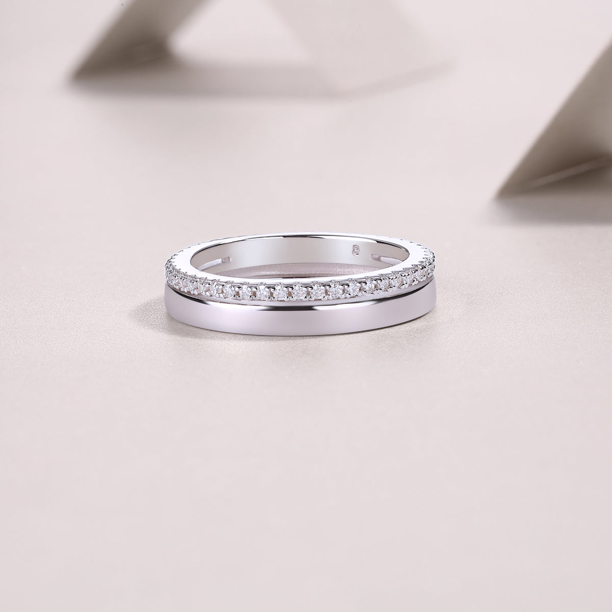 925 Sterling Silver Pave Band Ring for Women – Minimalist Diamond Look Stackable Ring | Elegant Everyday Jewelry