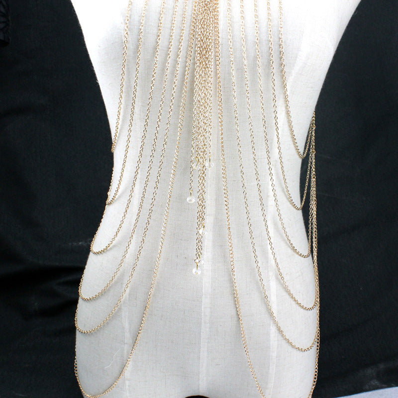 Crystal Multi-Layer Tassel Body Chain | Luxe Drama