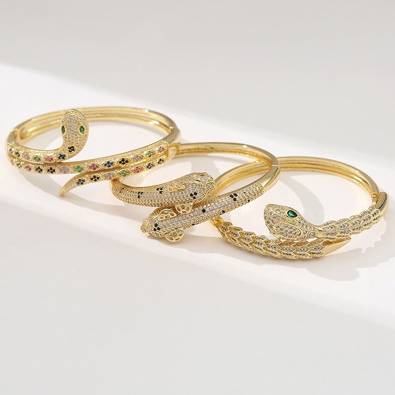 Snake-Style Zircon Bracelet | Bold Elegance
