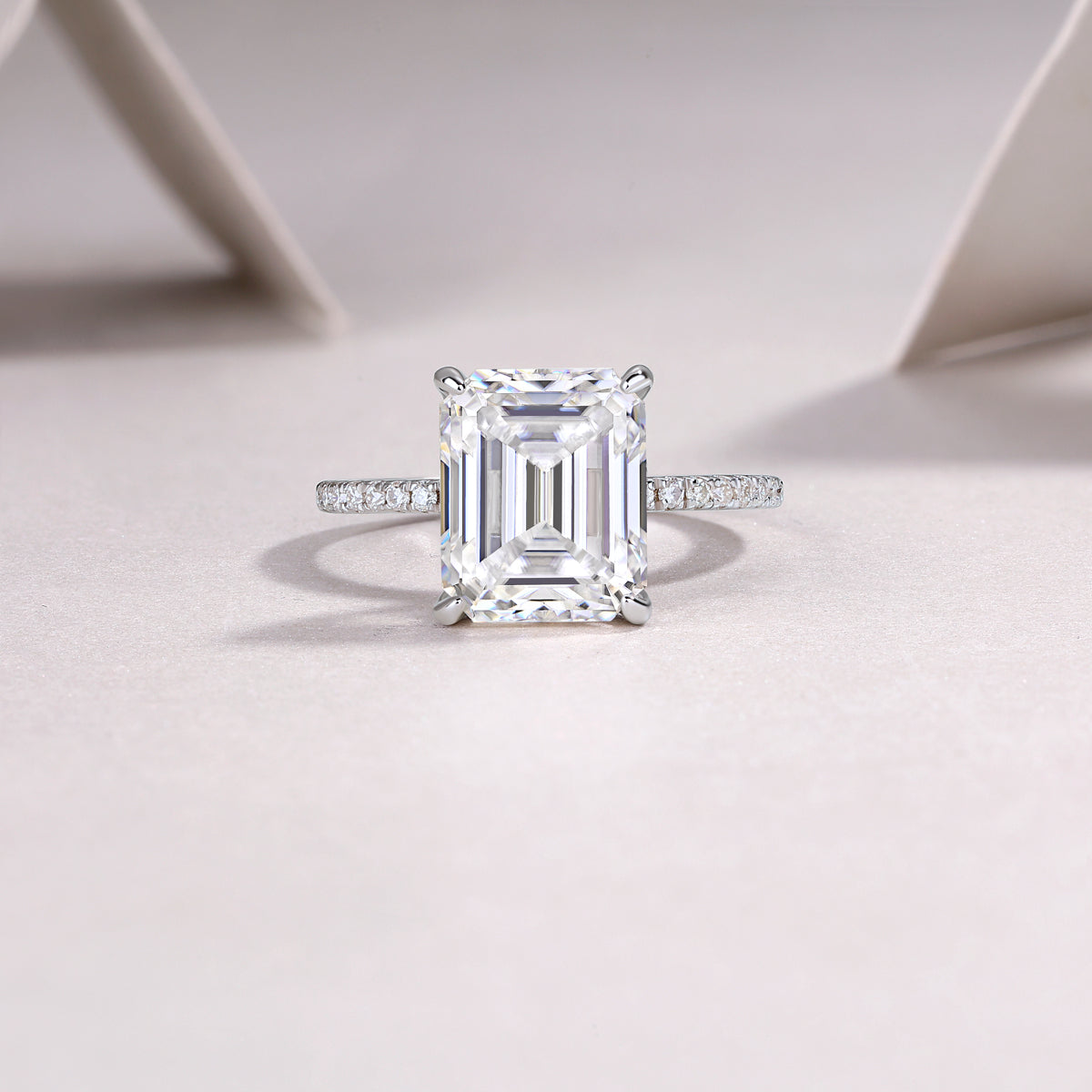 925 Sterling Silver Emerald Cut Engagement Ring for Women – Large Statement Diamond Look Ring | Luxury Bridal Jewelry