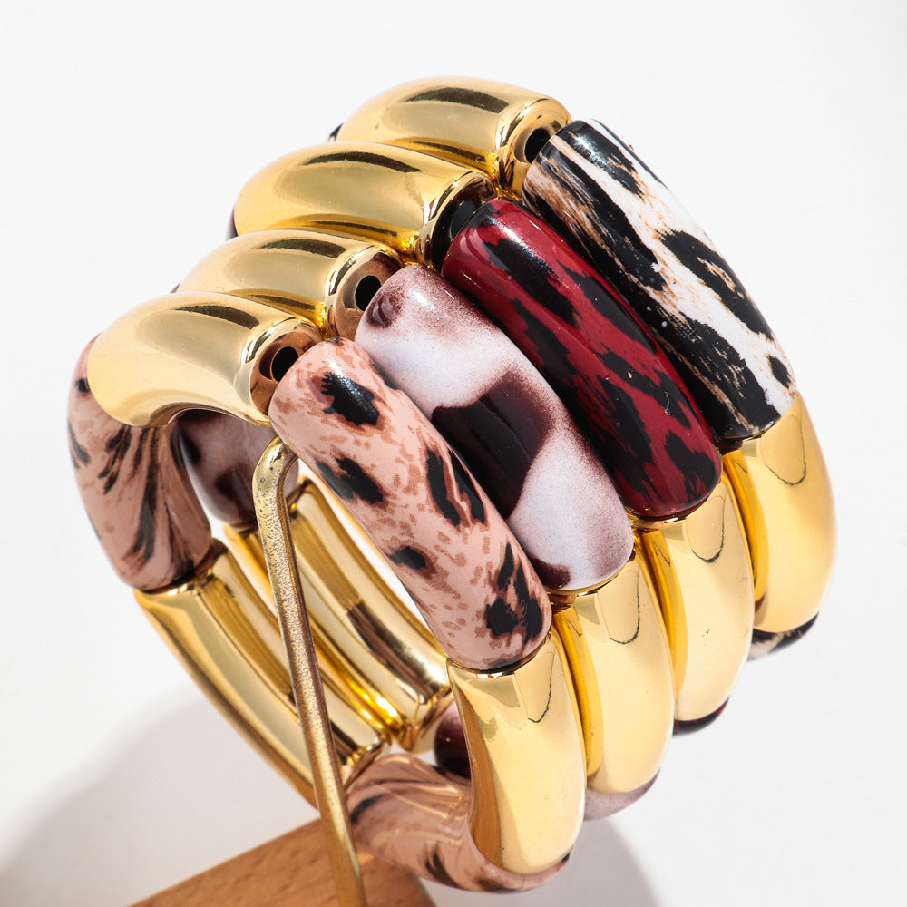 Gold & Animal Print Resin Bangle Bracelet – Stacked Luxury