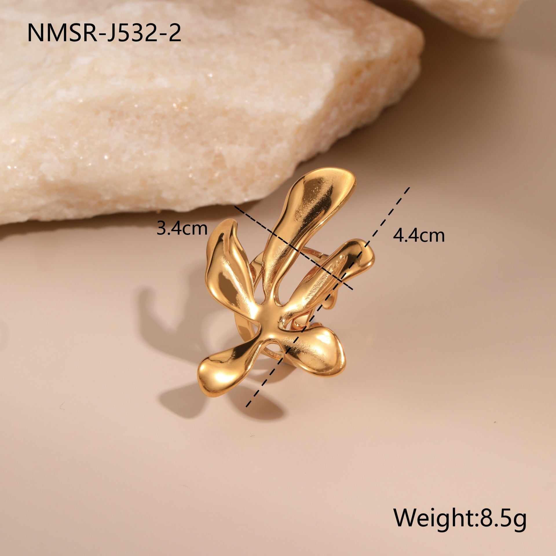 Elegant Gold Flower Jewelry Set – Statement Earrings, Necklace & Ring