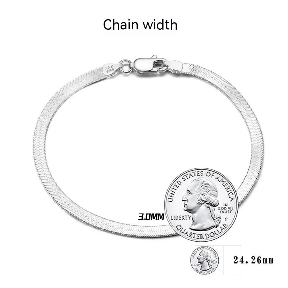 Flat Snake Chain Bracelet | S925 Sterling Silver | Luvia