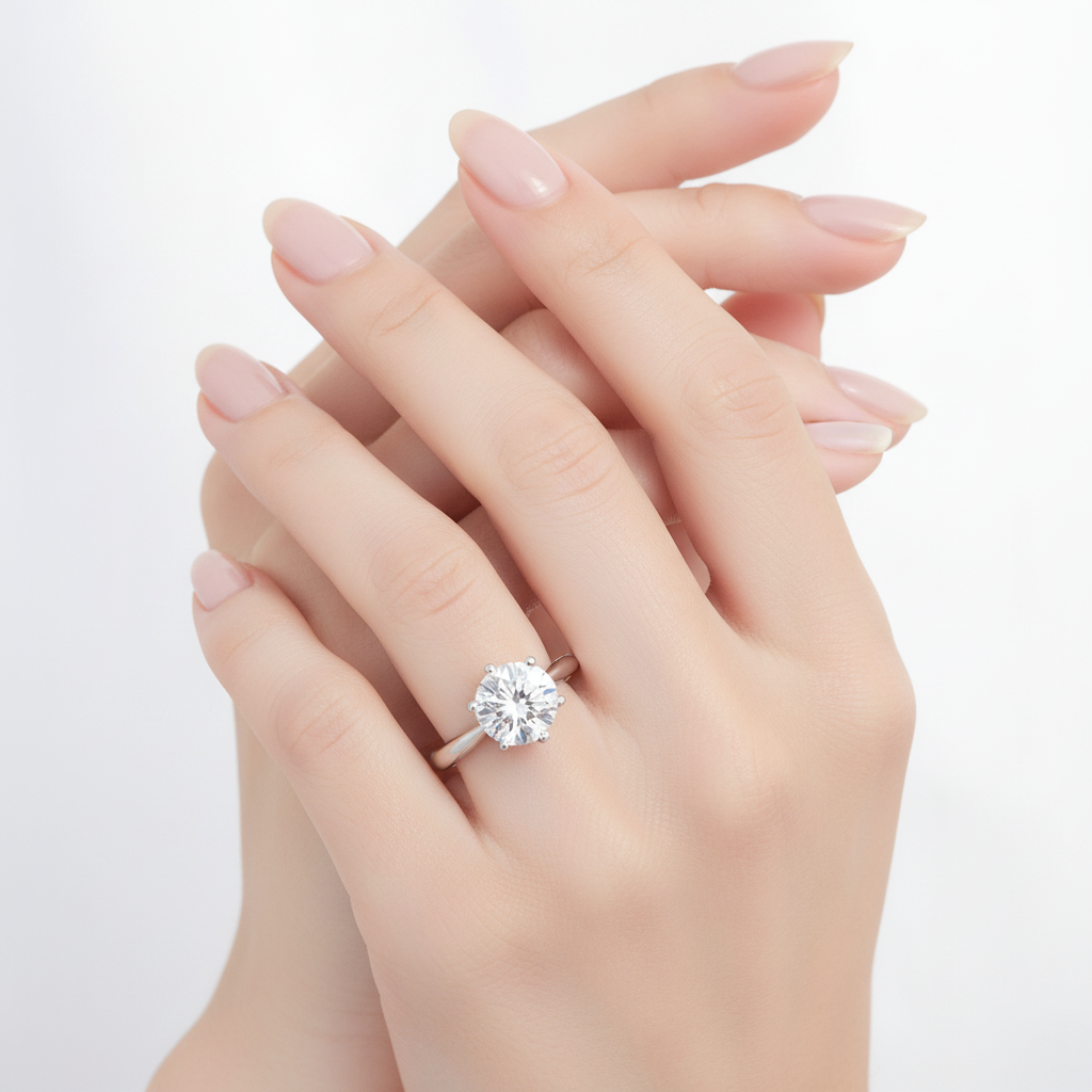 925 Sterling Silver Solitaire Ring for Women – Classic Round Cut Engagement Ring | Elegant Minimal Jewelry