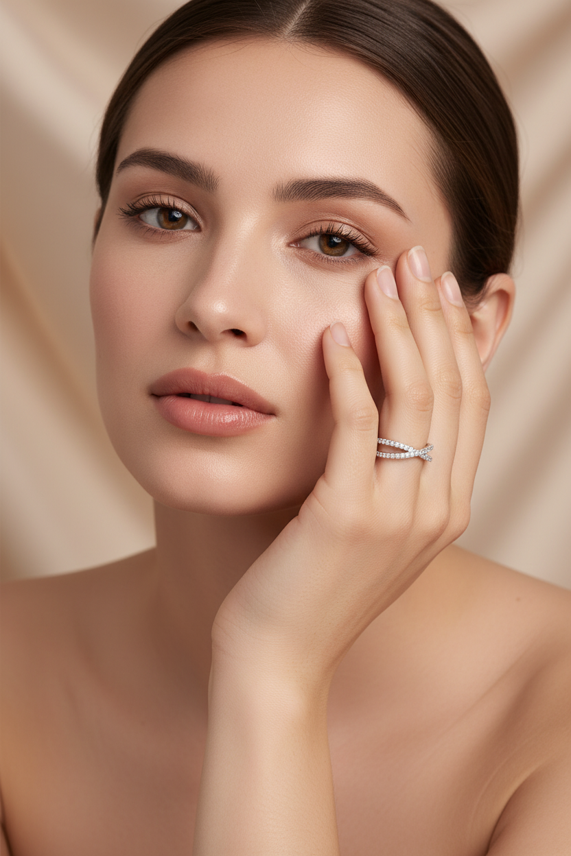 925 Sterling Silver Crossover Ring for Women – Minimalist Diamond Look Elegant Band | Luxury Everyday Jewelry