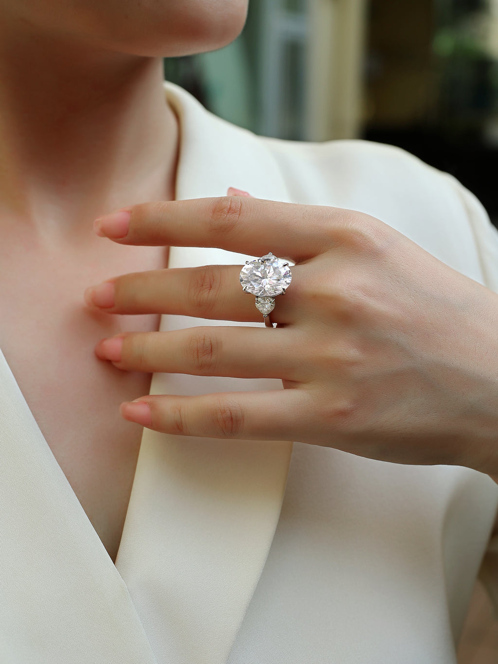 Oval Moissanite Ring – 925 Sterling Silver | Platinum Plated | Sizes 5-9