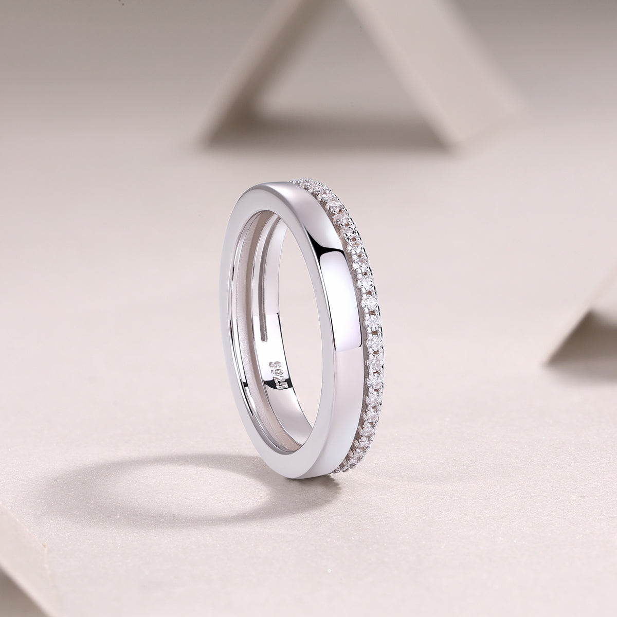 925 Sterling Silver Pave Band Ring for Women – Minimalist Diamond Look Stackable Ring | Elegant Everyday Jewelry
