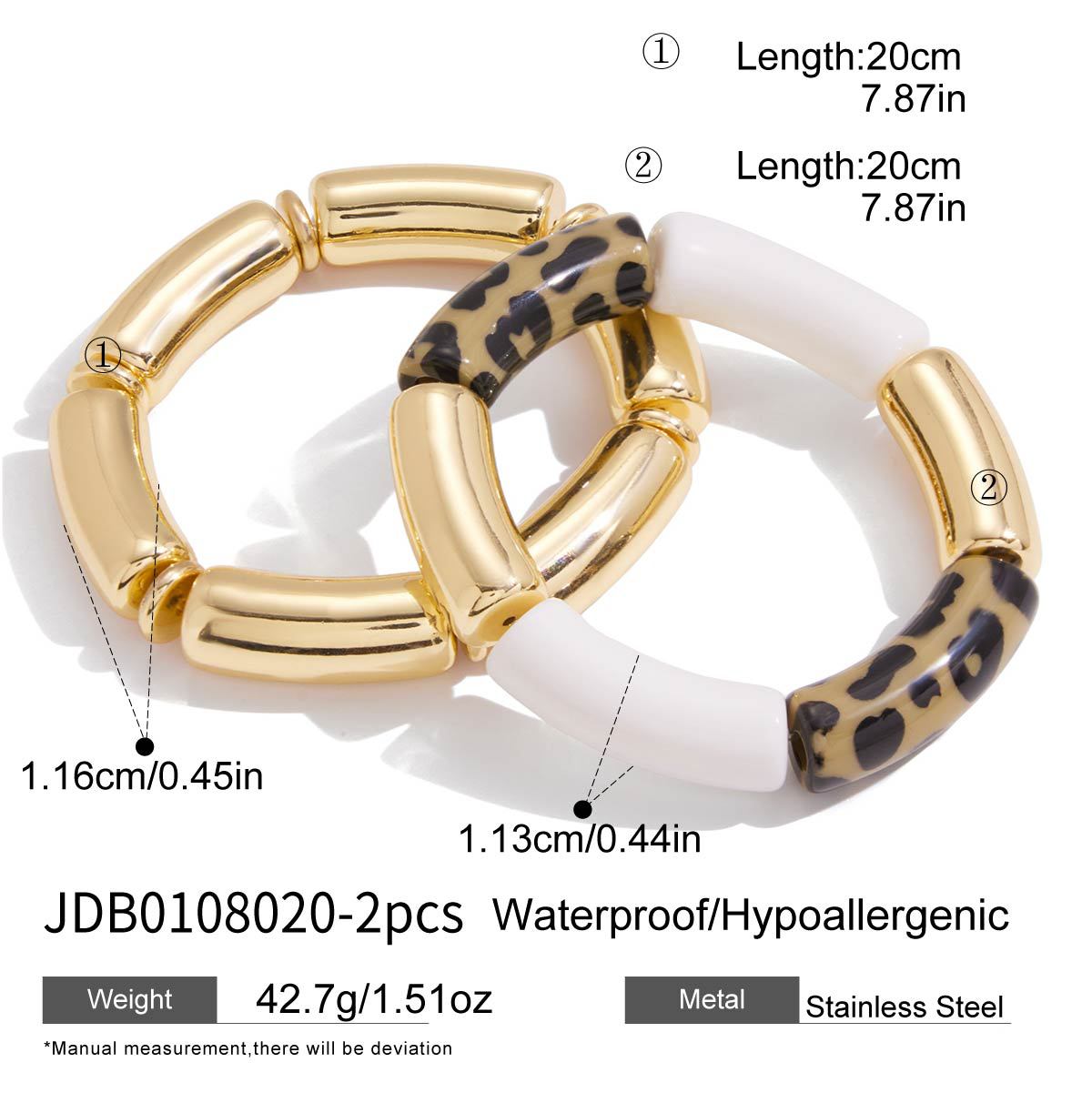 Luxury Stainless Steel Bracelet Set for Women – 2-Piece Retro Classic Bangle
