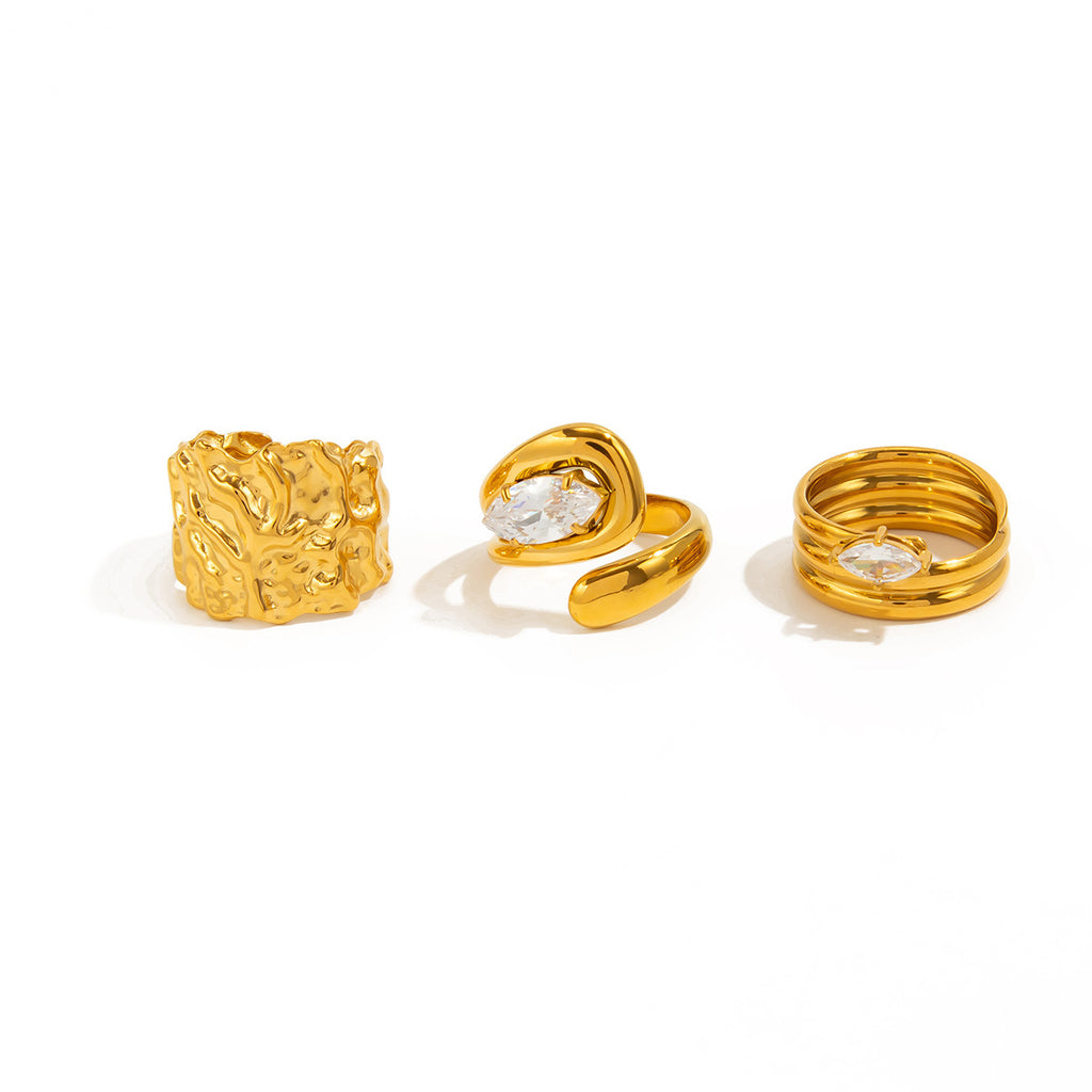 Luxury Gold Statement Rings Set for Women – Bold Elegant Designer Rings