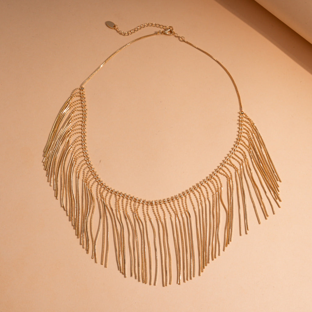 Boho Fringe Necklace – Statement Gold & Silver Layered Jewelry for Summer