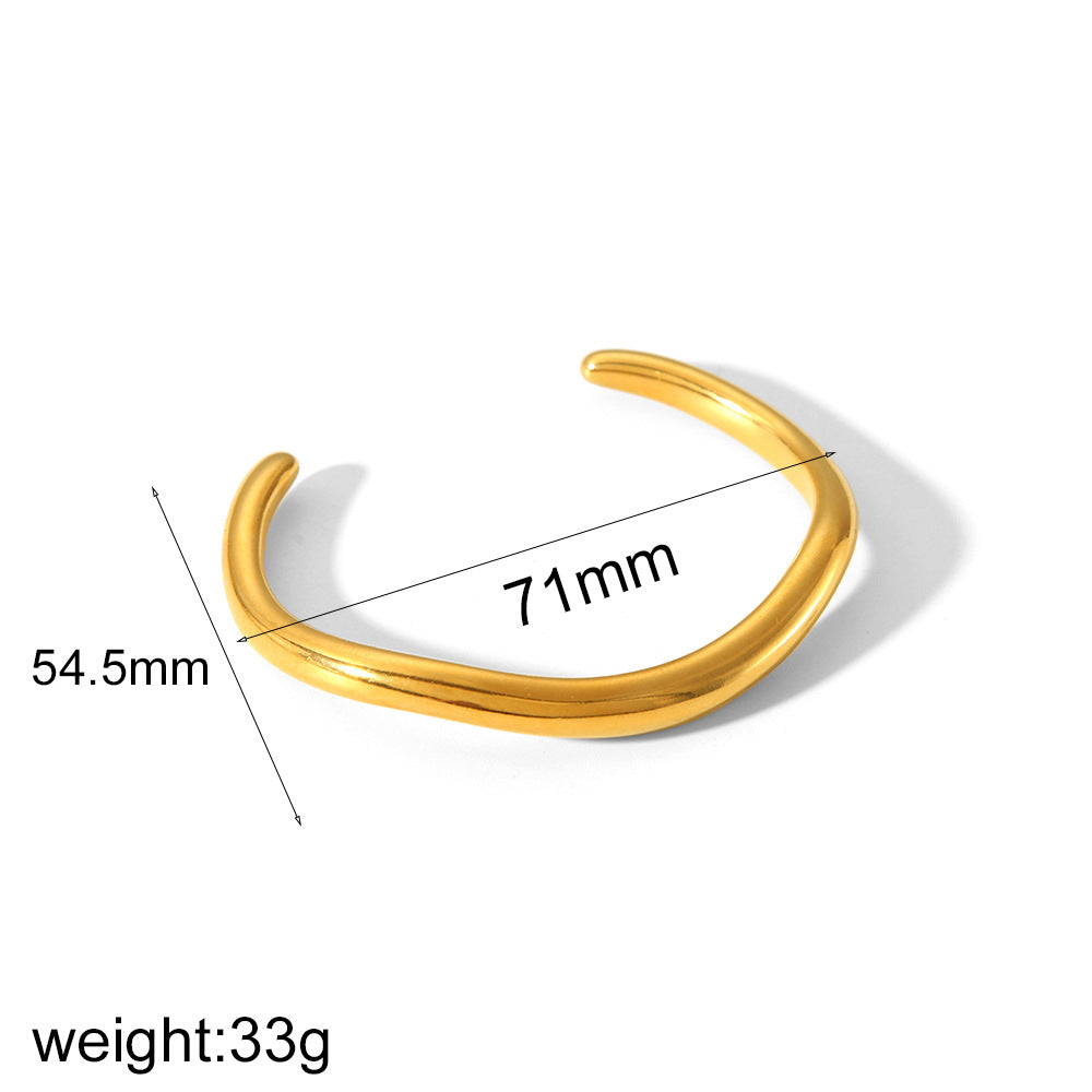 Minimalist Wave Cuff Bracelet – Gold & Silver Open Bangle Set for Women