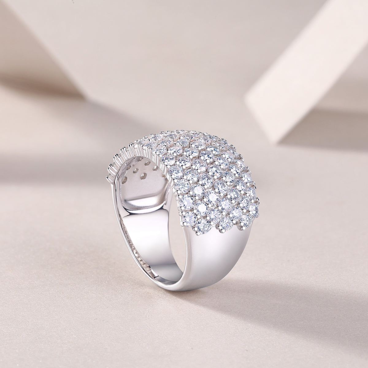 25 Sterling Silver Pavé Dome Ring for Women – Wide Band Sparkle Design | Luxury Statement Ring